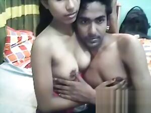 Desi Indian Youthfull Lovers Powerful Making in foreign lands Eat atop web cam